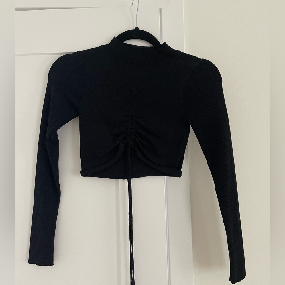 ASOS long sleeve crop top with front ruching